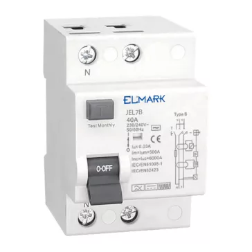 Elmark Fi relé B osztály JEL7B 10kA 2P 100A/30mA, 40851B