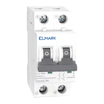 ELMARK EGYENÁRAMÚ KISMEGSZAKÍTÓ PV RENDSZEREKHEZ, MCB DC62 32A 2P 6KA 500V-os, C KARAKTERISZTIK