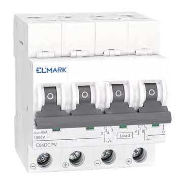 ELMARK EGYENÁRAMÚ KISMEGSZAKÍTÓ PV RENDSZEREKHEZ, MCB DC64 10A 4P 6KA 1000V-os, C KARAKTERISZTI