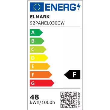  Elmark, led panel, négyzet forma, 48W, 4800lm, 6400K, fehér keret, 595x595mm, 92PANEL030CW