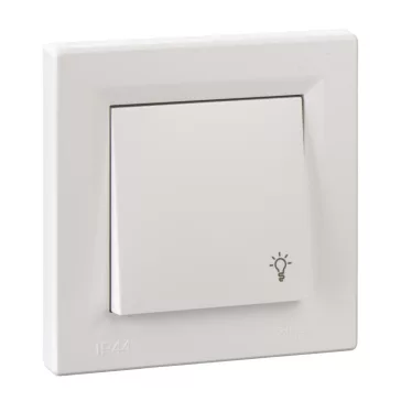   Schneider ASFORA Egypólusú nyomó, lámpajel - IP44, fehér, EPH0900221