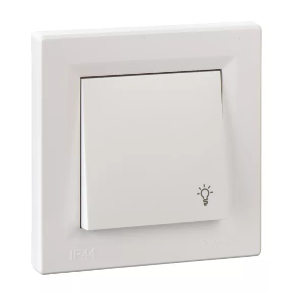 Schneider ASFORA Egypólusú nyomó, lámpajel - IP44, fehér, EPH0900221 Schneider ASFORA Egypólusú nyomó, lámpajel - IP44, fehér, EPH0900221