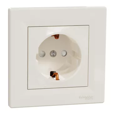   Schneider ASFORA 2P+F aljzat, gyermekvédelemmel, csavaros bekötés, bézs, EPH2900223