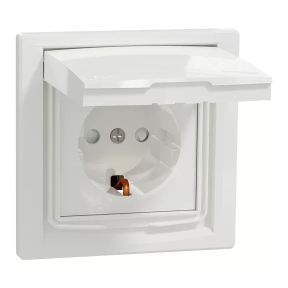Schneider ASFORA 2P+F aljzat, gyermekvédelemmel, csapfedeles - IP44, fehér, EPH3100321 Schneider ASFORA 2P+F aljzat, gyermekvédelemmel, csapfedeles - IP44, fehér, EPH3100321