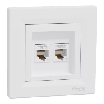Schneider ASFORA 2xRJ45 Cat5e UTP aljzat, fehér, EPH4400121