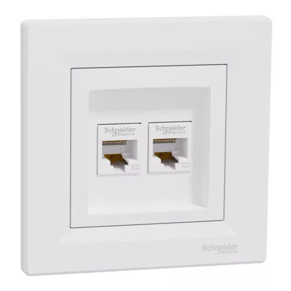 Schneider ASFORA 2xRJ45 Cat5e UTP aljzat, fehér, EPH4400121 Schneider ASFORA 2xRJ45 Cat5e UTP aljzat, fehér, EPH4400121