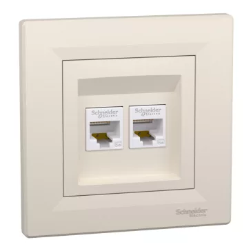 Schneider ASFORA 2xRJ45 Cat5e UTP aljzat, bézs, EPH4400123