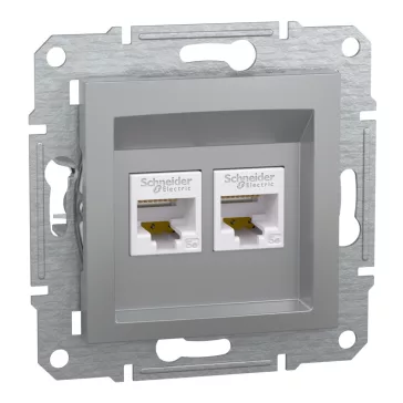   Schneider ASFORA 2xRJ45 Cat5e UTP aljzat, alumínium, EPH4400161