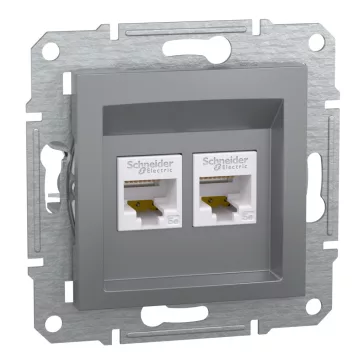 Schneider ASFORA 2xRJ45 Cat5e UTP aljzat, acél, EPH4400162