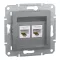 Schneider ASFORA 2xRJ45 Cat5e UTP aljzat, acél, EPH4400162