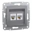 Schneider ASFORA 2xRJ45 Cat5e UTP aljzat, acél, EPH4400162