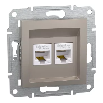 Schneider ASFORA 2xRJ45 Cat5e UTP aljzat, bronz, EPH4400169