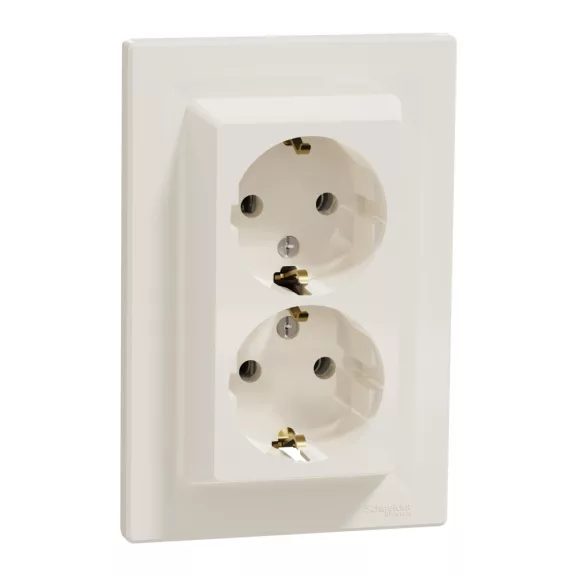 Schneider ASFORA 2x2P+F aljzat, csavaros bekötés, bézs, EPH9900123 Schneider ASFORA 2x2P+F aljzat, csavaros bekötés, bézs, EPH9900123