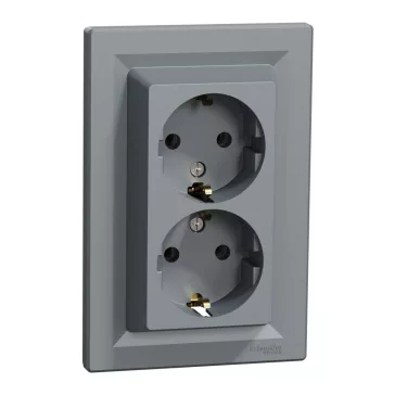 Schneider ASFORA 2x2P+F aljzat, csavaros, acél, EPH9900162