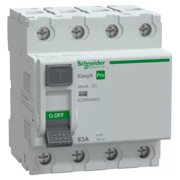   Schneider Áram-védőkapcsoló (FI relé) EASY9 PRO 4P 63A/30mA, A típus, EZ9R49463