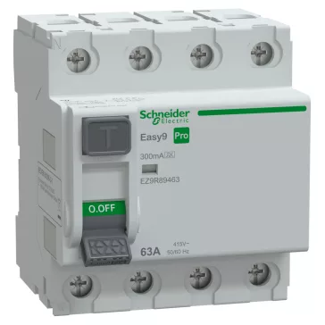   Schneider Áram-védőkapcsoló (FI relé) EASY9 PRO 4P 63A/300mA, A típus, EZ9R89463