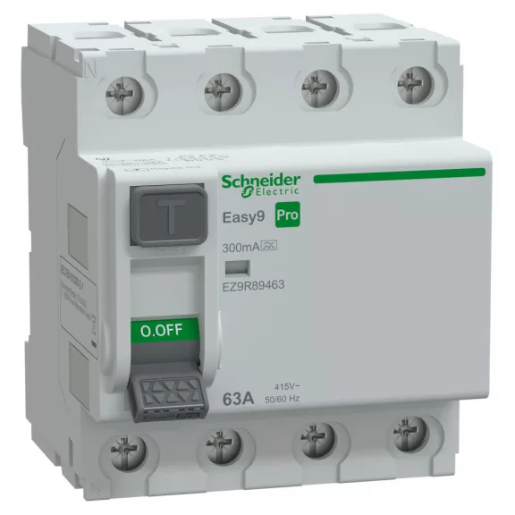 Schneider Áram-védőkapcsoló (FI relé) EASY9 PRO 4P 63A/300mA, A típus, EZ9R89463 Schneider Áram-védőkapcsoló (FI relé) EASY9 PRO 4P 63A/300mA, A típus, EZ9R89463