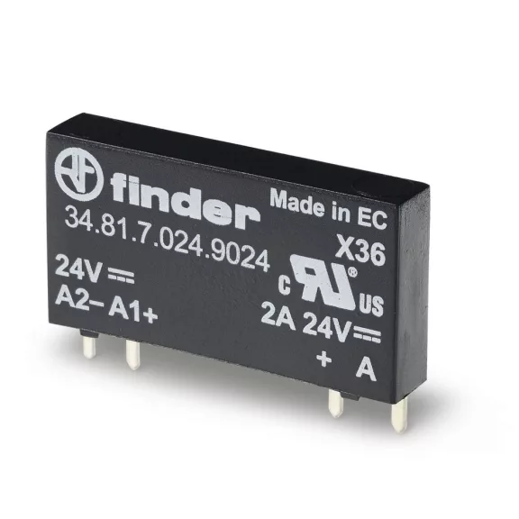 Finder SSR relé 1 NO záróérintkező 2A-es 24V-os DC, 348170249024 Finder SSR relé 1 NO záróérintkező 2A-es 24V-os DC, 348170249024