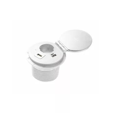GTV pultba süllyeszthető konnektor, 1db 230V-os dugalj 1db USB-A és 1db USB-C aljzat, 1db RJ45 