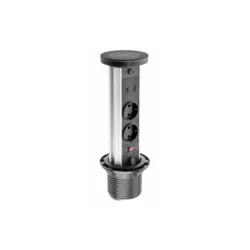 GTV pultba süllyeszthető konnektor, 2db 230V-os dugalj 1db USB-A és 1db USB-C aljzat, indukciós