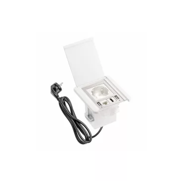 GTV pultba süllyeszthető konnektor, 1db 230V-os dugalj 2db USB-A aljzat, 1db RJ45 ajzat, 1 db H