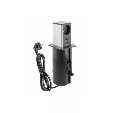 GTV pultba süllyeszthető konnektor, 1db 230V-os dugalj 1db USB-A és 1db USB-C aljzat négyszögle