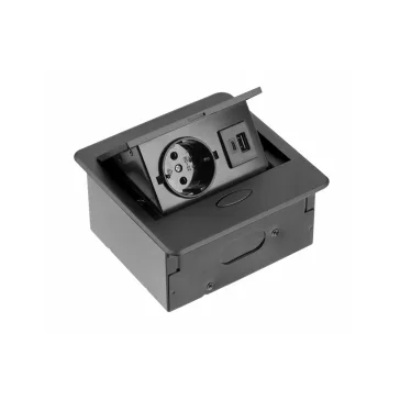 GTV pultba süllyeszthető konnektor, 1db 230V-os dugalj 1db USB-A és 1db USB-C aljzat, rejtett g