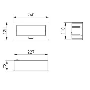   GTV Asztalba süllyeszthető elosztó, 2x230V+2xUSB 2,1A, IP20, fehér, SCHUKO, 1,5 m kábellel