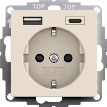   Gira Dugalj dupla USB-s, Type A/Type C, 16A, 250 V, krémfehér fényes, 245901