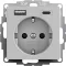 Gira Dugalj dupla USB-s, Type A/Type C, 16A, 250 V, szürke matt, 2459015