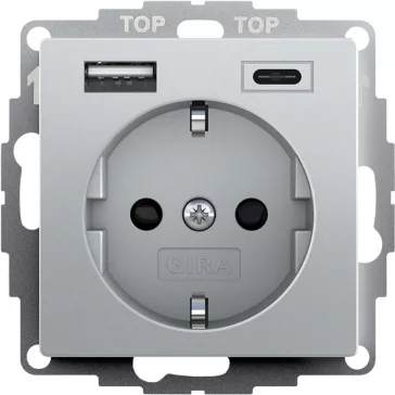   Gira Dugalj dupla USB-s, Type A/Type C, 16A, 250 V, alumínium, 245926