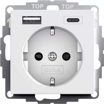   Gira Dugalj dupla USB-s, Type A/Type C, 16A, 250 V, fehér matt, 245927
