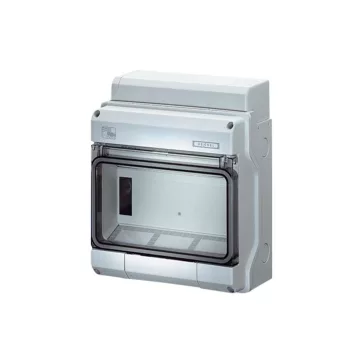   Hensel KV PC 9109 Időjárásálló KV kiselosztó 1 soros, 9 osztásegység, N+PE Fixconnect kapcsokkal, átlátszó plombálható csapófedéllel
