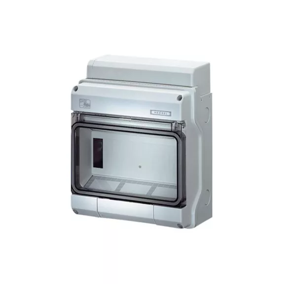 Hensel KV PC 9109 Időjárásálló KV kiselosztó 1 soros, 9 osztásegység, N+PE Fixconnect kapcsokkal, átlátszó plombálható csapófedéllel Hensel KV PC 9109 Időjárásálló KV kiselosztó 1 soros, 9 osztásegység, N+PE Fixconnect kapcsokkal, átlátszó plombálható csapófedéllel