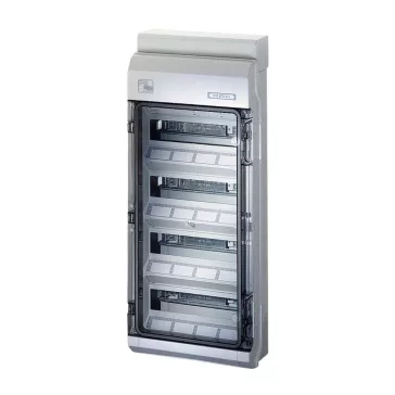   Hensel KV PC 9448 Időjárásálló KV kiselosztó 4 soros, 48 osztásegység, N+PE Fixconnect kapcsokkal, átlátszó ajtóval, integrált rugalmas tömítőmembránokkal