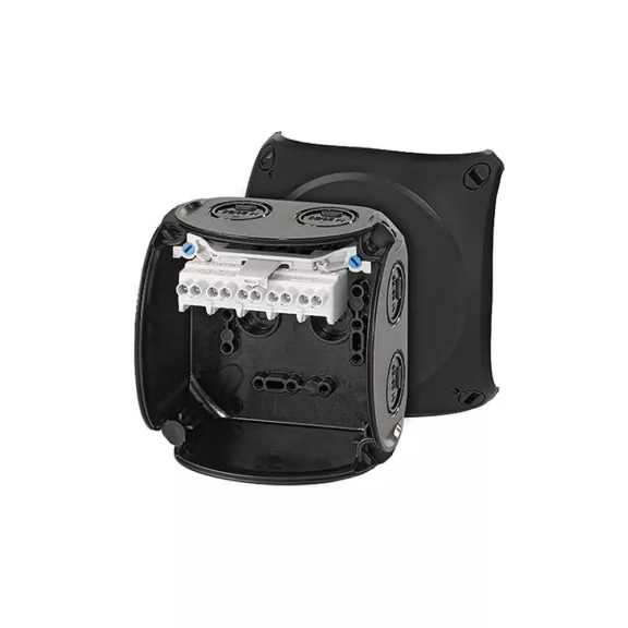 Hensel KF 0404 B Időjárásálló kábelösszekötő doboz, fekete 104x104x70mm Hensel KF 0404 B Időjárásálló kábelösszekötő doboz, fekete 104x104x70mm