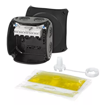   Hensel WP 0404 B Vízálló kábelösszekötő doboz kiöntőmasszával, fekete 104x104x70mm