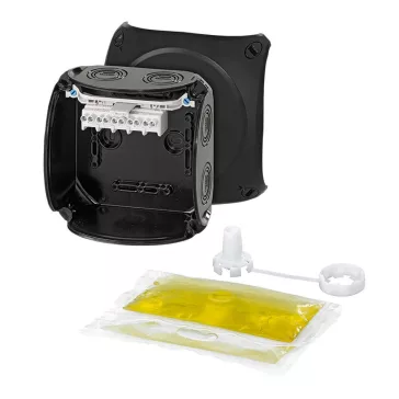   Hensel WP 0604 B Vízálló kábelösszekötő doboz kiöntőmasszával, fekete 130x130x77mm