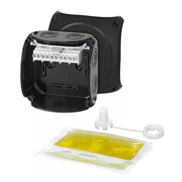   Hensel WP 0606 B Vízálló kábelösszekötő doboz kiöntőmasszával, fekete 130x130x77mm