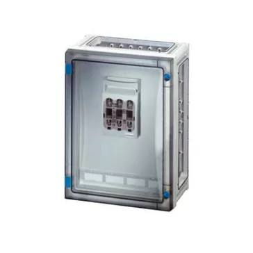   Hensel FP 4211 biztosító szekrény átlátszó ajtóval, 1xNH 00C, 125A, 3p. E/N kapcsokkal, 4 db szekrényösszekötővel