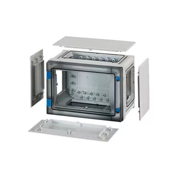 Hensel FP 0101 üres szekrény átlásztó ajtóval, 4 db szekrényösszekötővel, zárólap készlettel, IP65 Hensel FP 0101 üres szekrény átlásztó ajtóval, 4 db szekrényösszekötővel, zárólap készlettel, IP65