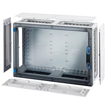   Hensel FP 0441 üres szekrény átlátszó ajtóval, 6 db szekrényösszekötővel, kézi működtetésű ajtózárral, zárólap készlettel, IP65