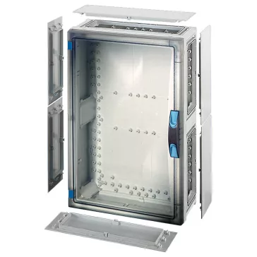   Hensel FP 0461 üres szekrény átlátszó ajtóval, 6 db szekrényösszekötővel, kézi működtetésű ajtózárral, zárólap készlettel, IP65