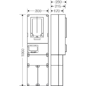   Hensel HB3000F-U 1 és 3 fázisú egy mérőhelyes fogyasztásmérő szekrény mindennapszaki és előrefizetős méréshez 63A-ig, 1091619