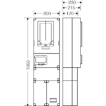   Hensel HB3000F4-U 1 és 3 fázisú egy mérőhelyes fogyasztásmérő szekrény mindennapszaki és előrefizetős méréshez 63A-ig, 1091620