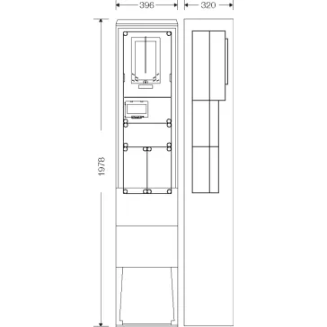   Hensel HB3000FE-U 1 és 3 fázisú egy mérőhelyes fogyasztásmérő szekrény mindennapszaki és előrefizetős méréshez 63A-ig, 1091640