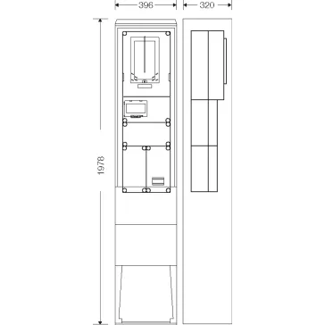   Hensel HB3000FE4-U 1 és 3 fázisú egy mérőhelyes fogyasztásmérő szekrény mindennapszaki és előrefizetős méréshez 63A-ig, 1091642