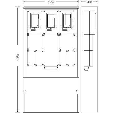   Hensel HB333KFE-U 1 és 3 fázisú három mérőhelyes fogyasztásmérő szekrény minden napszaki (80A), vezérelt (32A) és H-tarifa (63A) méréshez, 1091587