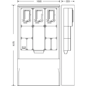   Hensel HB333KFE4-U 1 és 3 fázisú három mérőhelyes fogyasztásmérő szekrény minden napszaki (80A), vezérelt (32A) és H-tarifa (63A) méréshez, 1091588