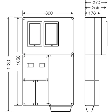   Hensel HB33K0F-U 1 és 3 fázisú két mérőhelyes fogyasztásmérő szekrény mindennapszaki (80A) és vezérelt H-tarifa (63A) méréshez, 1091624